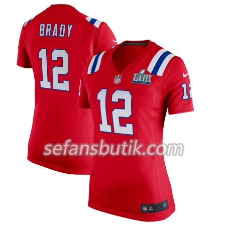 New England Patriots Tröjor Tom Brady 12 Nike Röd 2019 Super Bowl LIII - Dame New England Patriots Tröjor Tom Brady 12 Nike Röd 2019 Super Bowl LIII - Dame